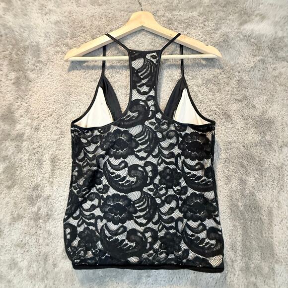 Express Black Lace Surplice Top Cami Blouse Faux Wrap Evening M Medium - Picture 2 of 9